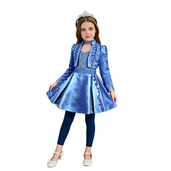 Girl in Descendants Chloe blue dress with tiara