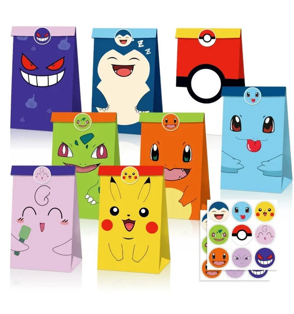 Pikachu Birthday Party Paper Lolly Loot Bag Box Balloons Stickers Party Favour