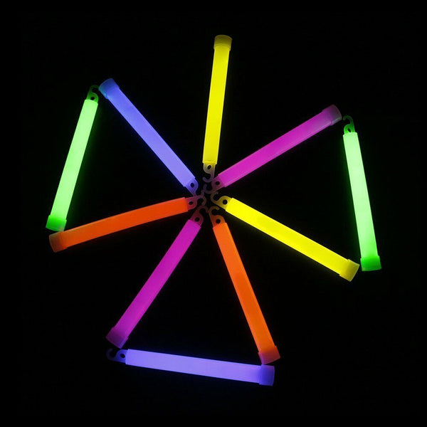 50X Glow Sticks 6 Inches Hook Glowsticks Lanyard Poi Party Glow in the dark Deco