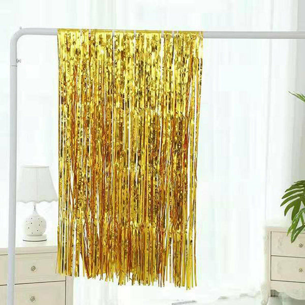 2M Tinsel Curtain Foil Metallic Fringe Backdrop Party Door Decorations Event New