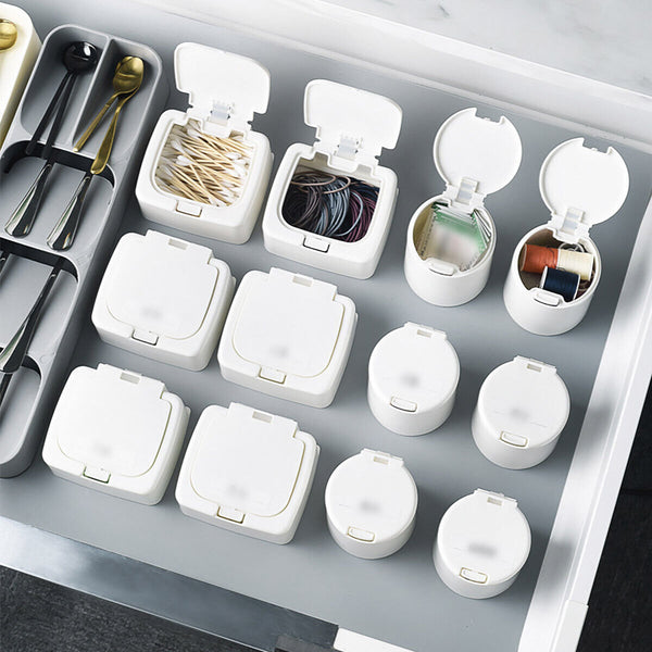 Small Plastic Desktop Storage Box with Lid Organizer Bucket for Office Home Use