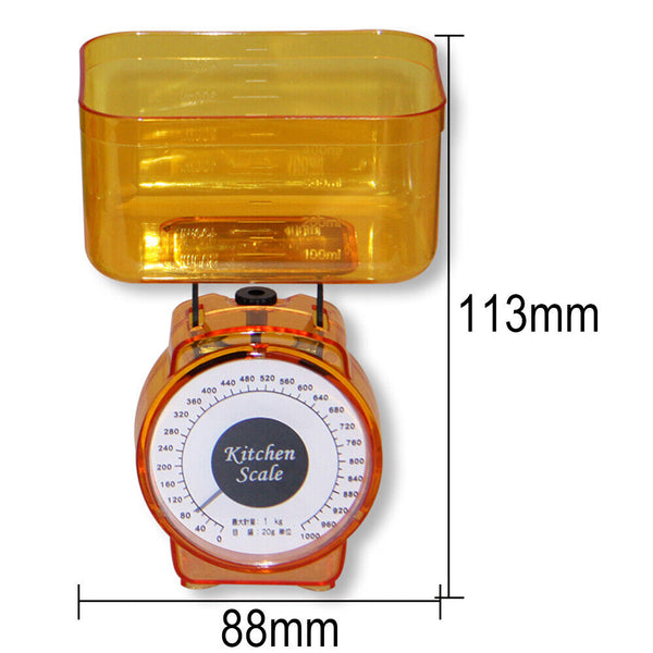 1kg Food Baking Mechanical Kitchen Dial Cook Bake Tool Scale Compact Bowl