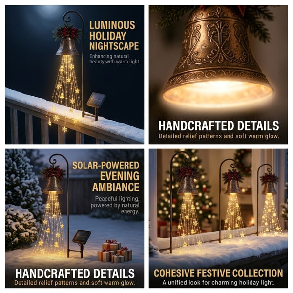 Solar Christmas Bell Waterfall Lights Outdoor Garden LED String Waterfall Decor