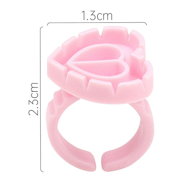 100PCS Heart Eyelash Extension Glue Ring Holder Eyelash Disposable Glue Cup New