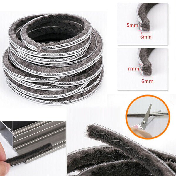 20M Hairy Seal Brush Pile Window Sliding Door Draught Excluder Weather Strip New