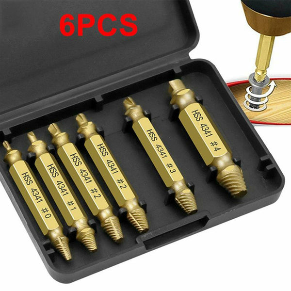6pcs Damaged Screw Extractor Speed Out Drill Bits Tool Set Broken Bolt Remover