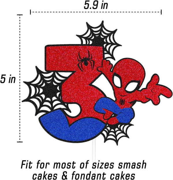 Spiderman Cake Topper Party Supplies 3 Years Old Kids Birthday Decoration