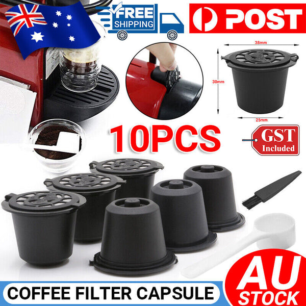 10x For Nespresso Maker Machine Refillable Reusable Coffee Filter Capsule Pods