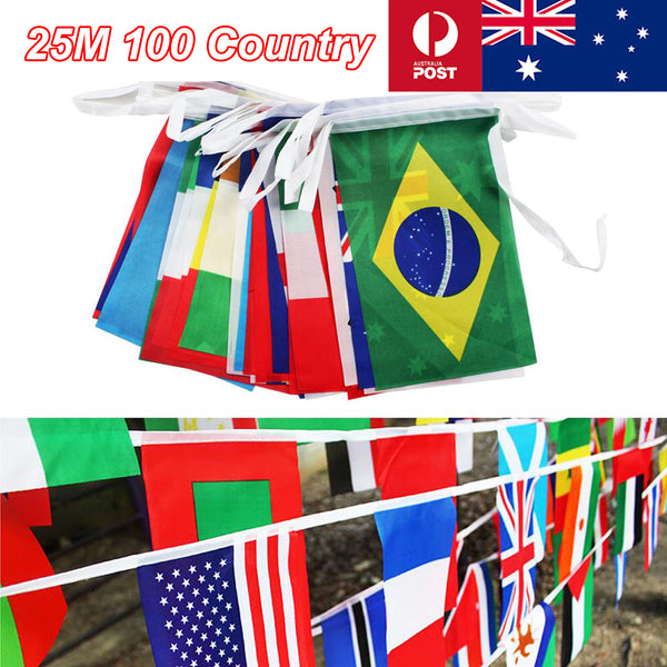 2PCS International Flag Bunting 100 Country Flags String Banner Party Decoration