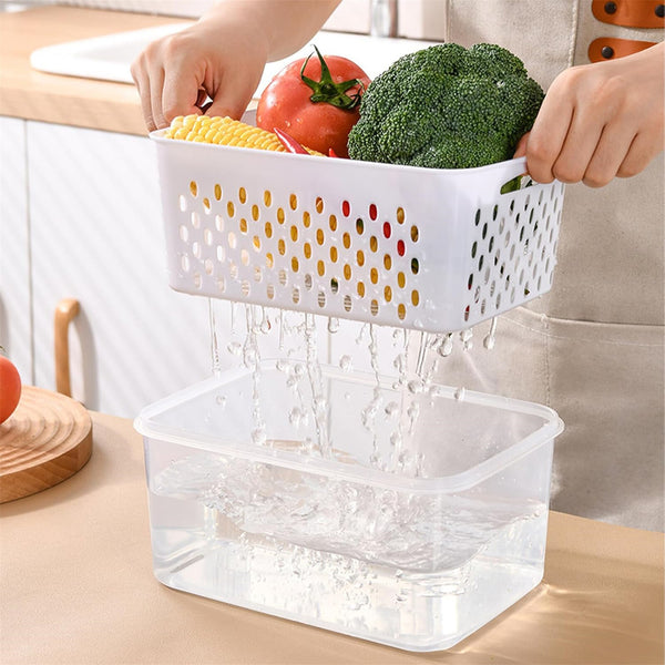 Fridge Storage Container with Removable Colander – BPA Free Fruit and Vegetable Keeper Box