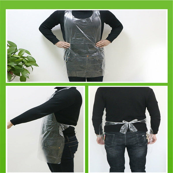 200X Disposable Aprons Plastic WaterProof Apron Barbecue Oil Proof Transparent A