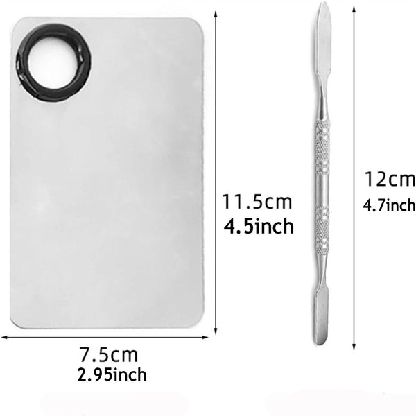 2pcs Stainless Steel Mixing Palette with Spatula Professional Cosmetic Makeup AU