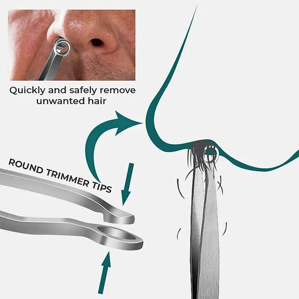 Nasal Cleaning Trimmer Round Tip Stainless Steel Nose Hair Trimming Tweezers