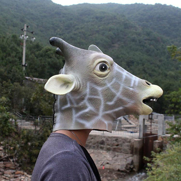 Latex Animal Giraffe Head Mask Costume Halloween Head Mask Costume Fancy Dress A