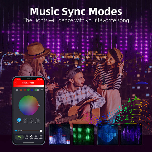 RGB Smart 400 LED Curtain String Light App Programmable DIY Hanging Fairy lamp