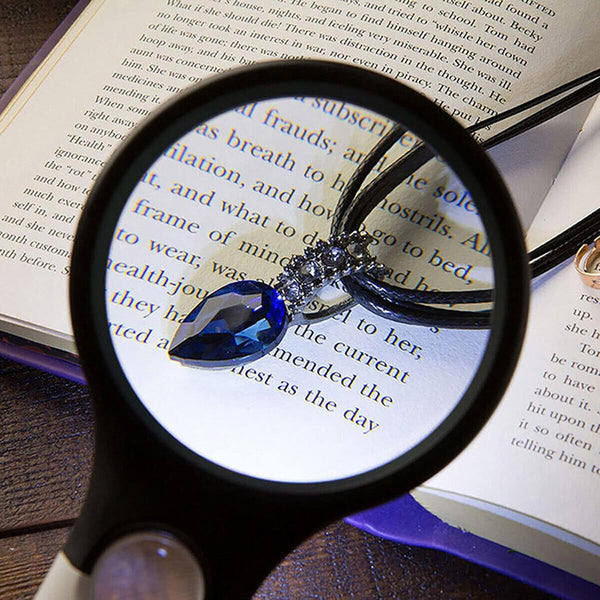2x Handheld Magnifying Glass With 3LED Light 45X High Powe Illuminated Magnifier