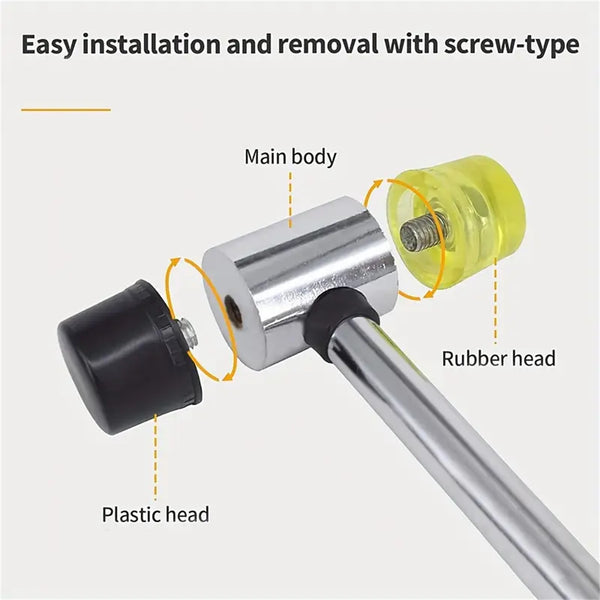 4 Pack 25cm Rubber Mallet Soft Face Hammer – Double Sided Non Marking DIY Hammer with Grip Handle