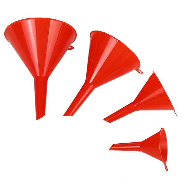 8PCS Plastic Funnel Set Red Kitchen Liquid Transfer Funnels Assorted Sizes