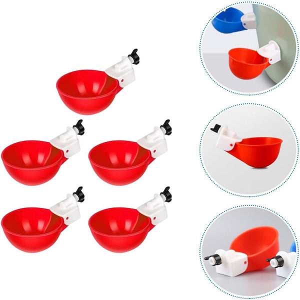 5PCS Automatic Chicken Water Cup Waterer Poultry Drinker Feeder Drinking Bowl