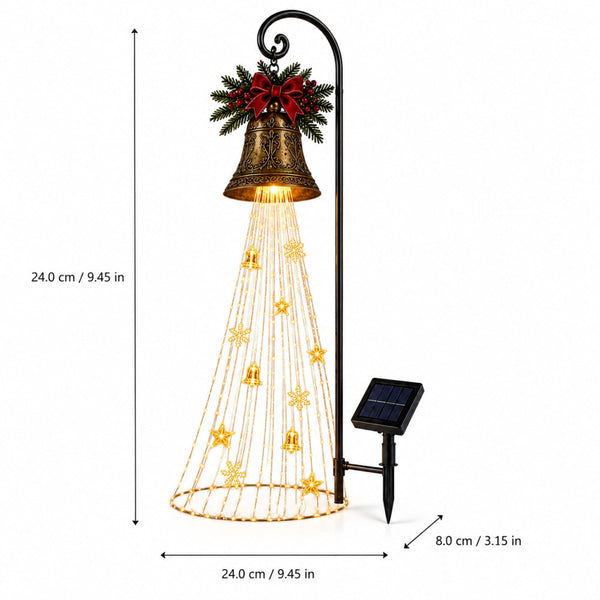 Solar Christmas Bell Waterfall Lights Outdoor Garden LED String Waterfall Decor