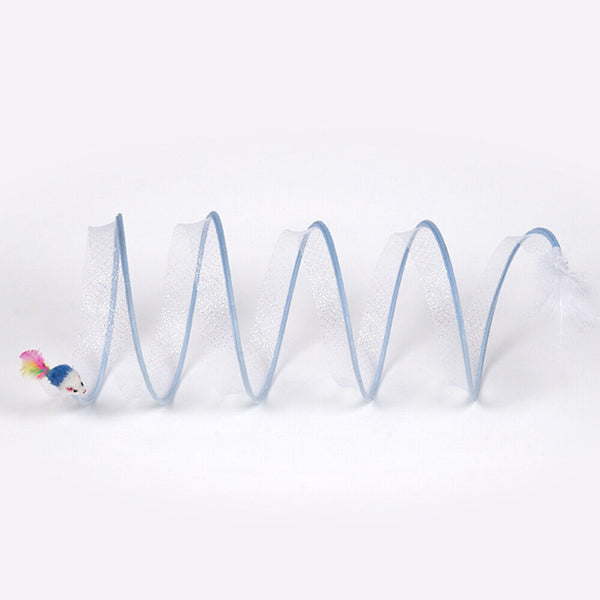 Folded Cat Tunnel Interactive Toy Spiral Tunnel Balls Mouse Feather Kitten Toys