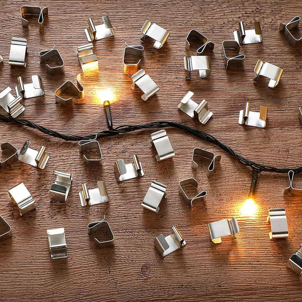 50PCS LED Fairy Lights Steel Gutter Hooks Metal Clips Christmas Party Clip TOOL