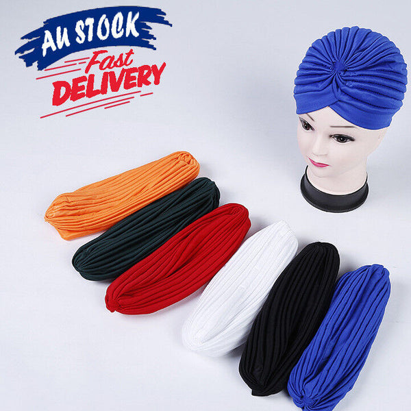 Ladies Women Stretch Bandana Headcover Head Hat Cap Wrap Beanie Chemo Turban AU