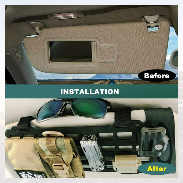 Car Sun Visor Organiser Panel Storage Holder Rigid Tactical Rack Black