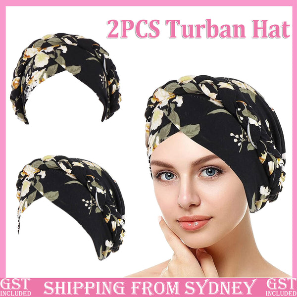 2X Women's Floral Chemo Cap Cancer Hat Muslim Hair Scarf Turban Hijab Head Wrap