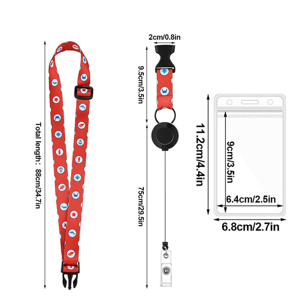 6PCS Adjustable Cruise Lanyards with Waterproof ID Badge Reel Holder Key Cards