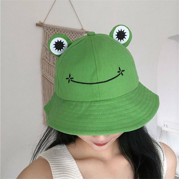 1/2x Adult Kid Frog Bucket Hat Outdoor Hiking Beach Fishing Cap Sunscreen Sunhat