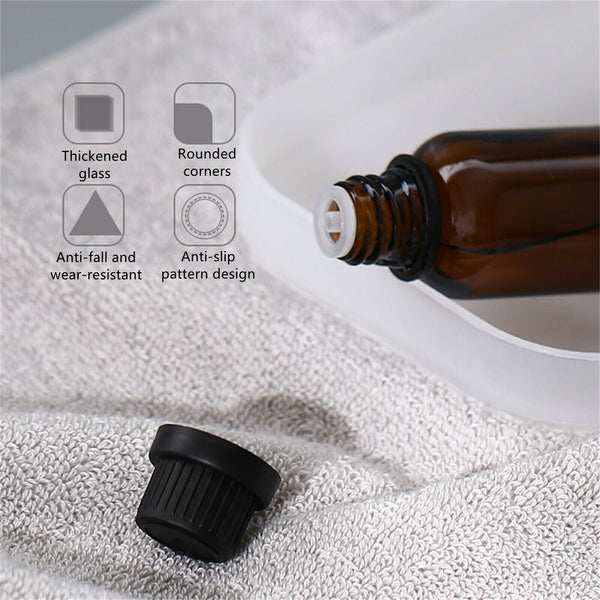 30PCS 10ML Amber Glass Essential Oil Bottles with Euro Dropper