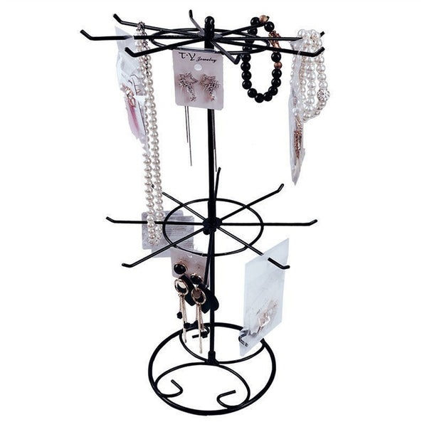 2-Tier Metal Rotating Jewelry Display Stand Hat Socks Display Rack Keyring Rack