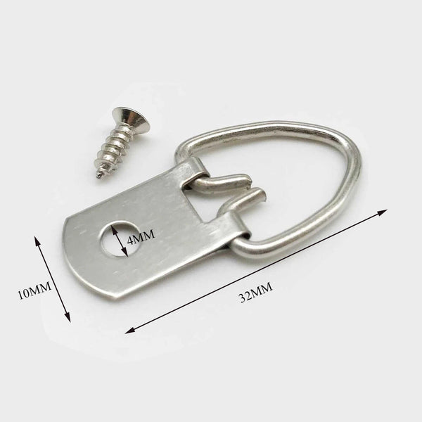 50Pcs Medium D-Ring Painting Picture Frame Hanger Hanging Hooks+Screw Silver AUS