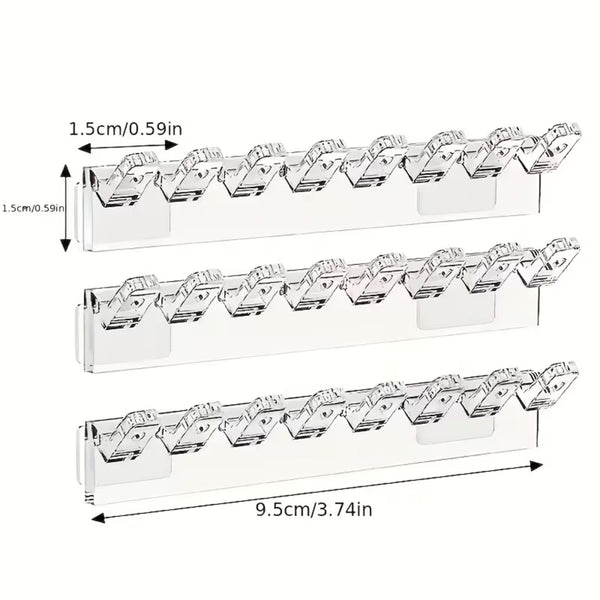 6pcs Wall Mounted Necklace Holder | Transparent Jewelry Organizer with 8 Hooks