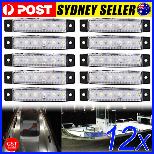 12X Marine Boat 6 LED Lamp White Cabin Deck Courtesy Light Stern Transom Lights