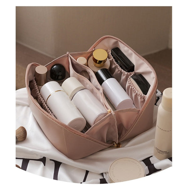 2pcs Large Capacity Travel Makeup Bags for Women | Open Flat Cosmetic & Toiletry Organizer