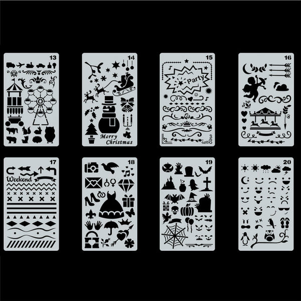 20x Bullet Journal Stencil Plastic Planner Stencils Notebook Diary Scrapbook DIY