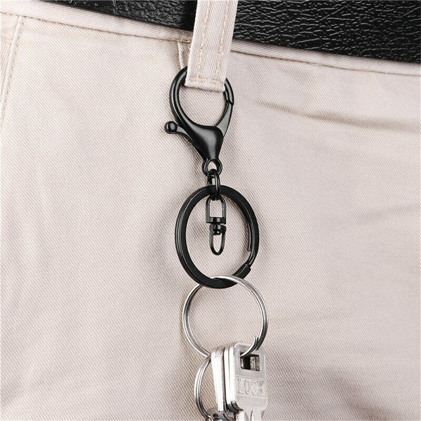 10x Lobster Clasps Keyring Black Metal Swivel Split Key Chain Keyring 70mm AU