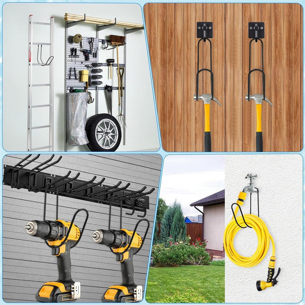 2PCS Metal Garden Hose Hangers Wall Mount Water Hose Storage Hooks Yard Organiser