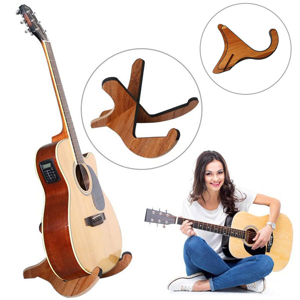 Folding Guitar Stand Floor Rack Electric Acoustic Bass Gig Holder Portable Wood
