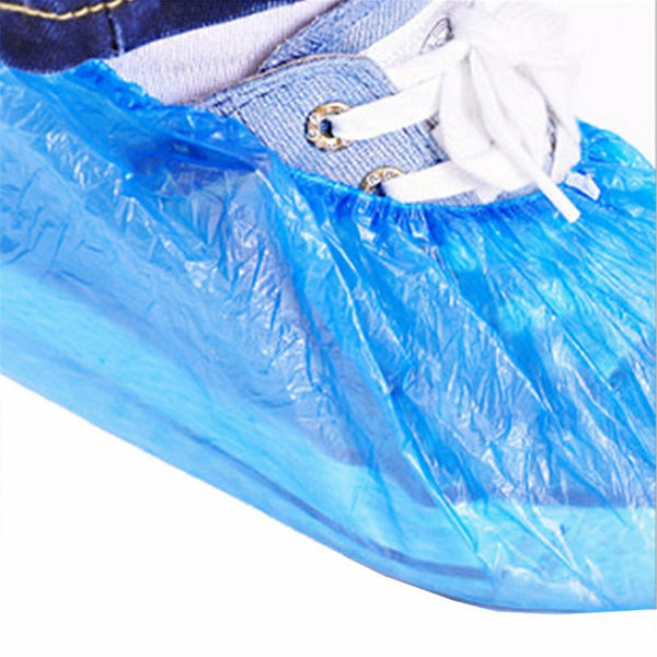 500PCS Disposable Waterproof Shoe Covers Blue Plastic Boot Covers Mud Resistant