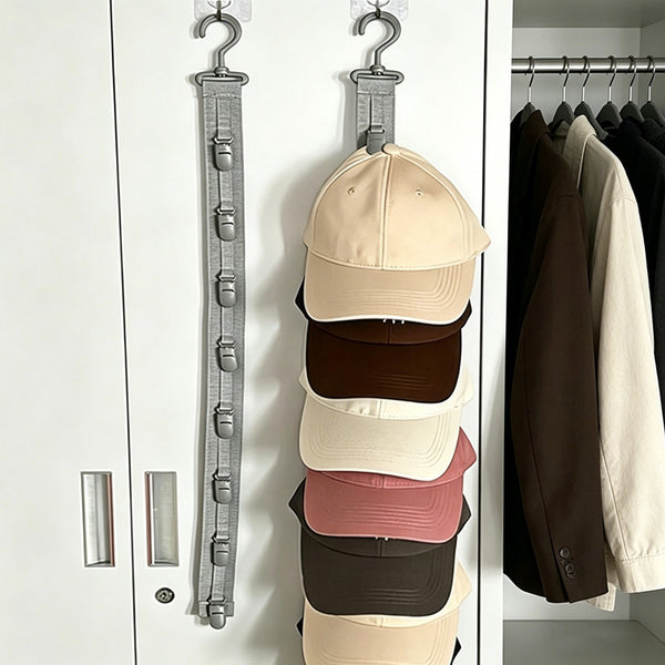 Baseball Cap Organizer Hanger with 8 Clips | Closet Hat Rack Storage Holder