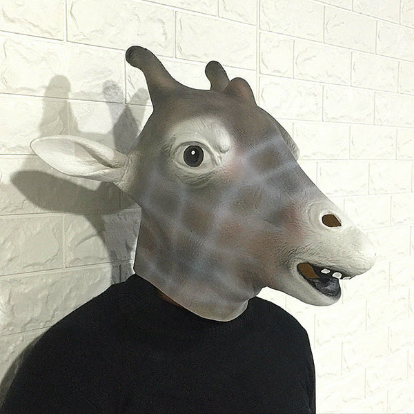 Latex Animal Giraffe Head Mask Costume Halloween Head Mask Costume Fancy Dress A