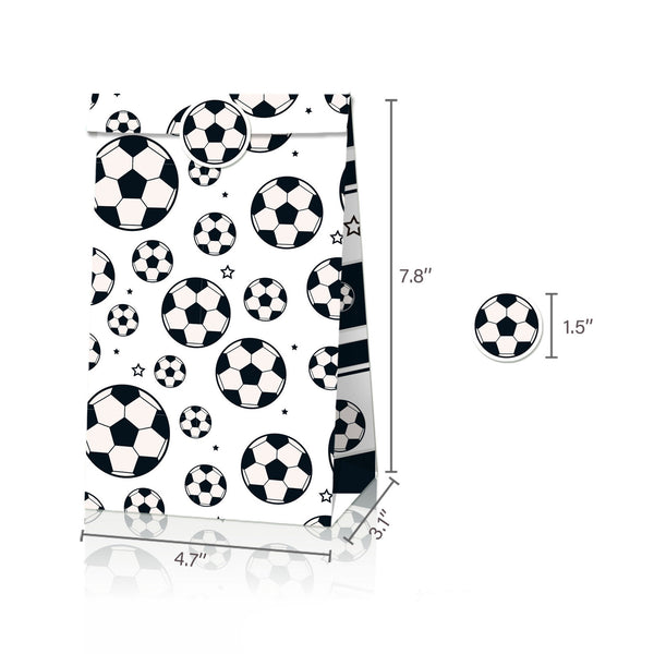 Fashion Football Sport Gift Bags Green Kraft Paper Sticker Set Party Favor Bags