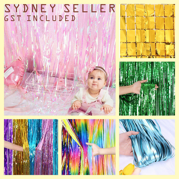 2M Tinsel Curtain Foil Metallic Fringe Backdrop Party Door Decorations Event New