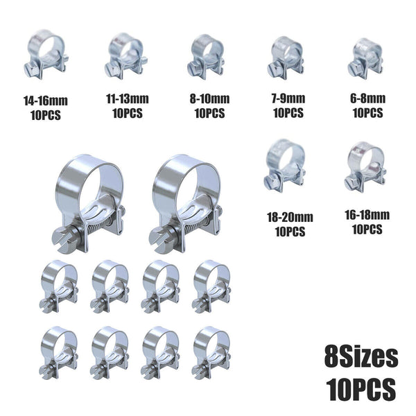 10pcs galvanized iron fuel hose clamps for automobile air pipe secure gri AU