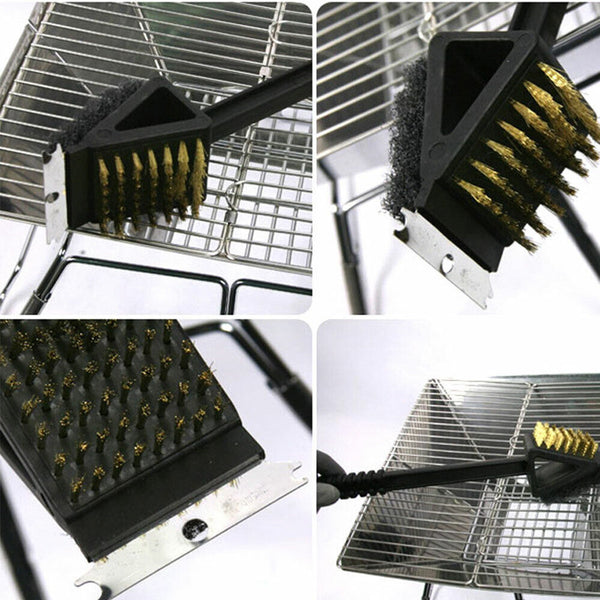 3 in 1 Cleaner Cleaning Handled Tool Long Scraper BBQ Grill Barbecue Brush