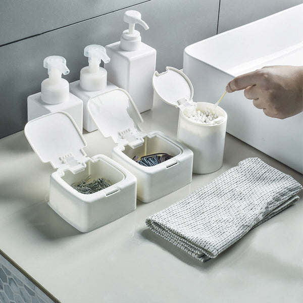 Small Plastic Desktop Storage Box with Lid Organizer Bucket for Office Home Use