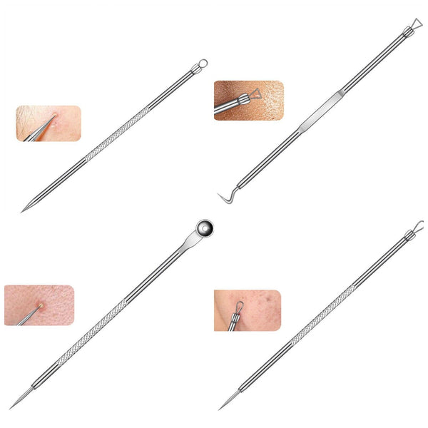 Blackhead Remover Tool Pimple Blemish Popper Comedone Acne Cleaner Kit Clip